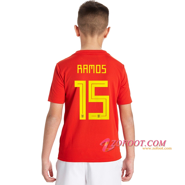 Maillot Equipe Foot de Espagne Enfant (Ramos 15) 2018/2019 Domicile