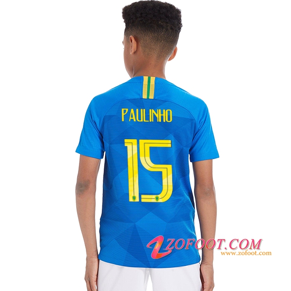 Maillot Equipe Foot de Brésil Enfant 2018/2019 (PAULINHO 15) Exterieur