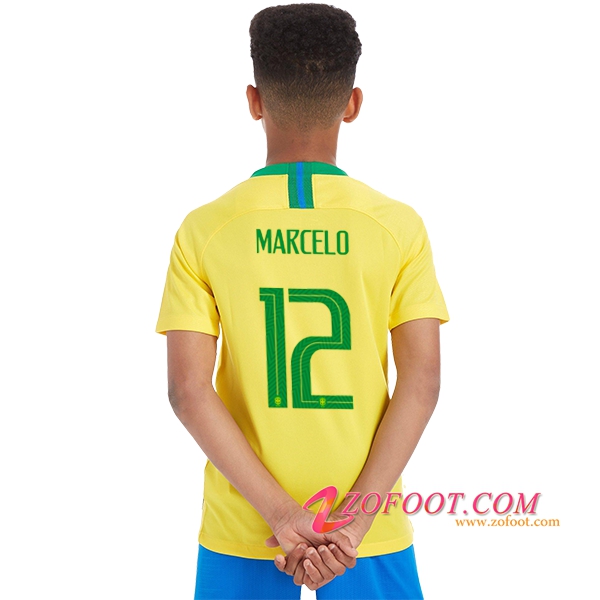 Maillot Equipe Foot de Brésil Enfant 2018/2019 (MARCELO 12) Domicile