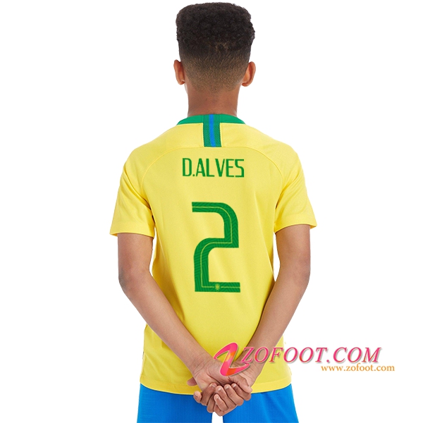 Maillot Equipe Foot de Brésil Enfant 2018/2019 (D.Alves 2) Domicile