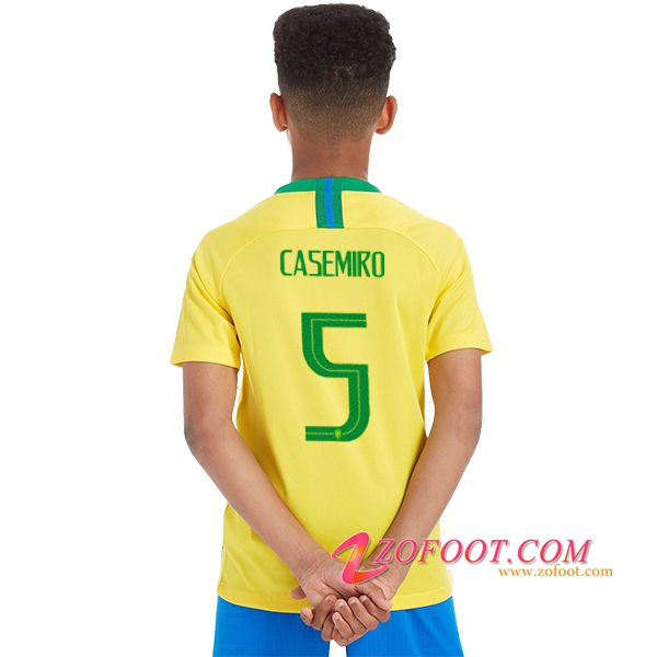 Maillot Equipe Foot de Brésil Enfant 2018/2019 (Casemiro 5) Domicile