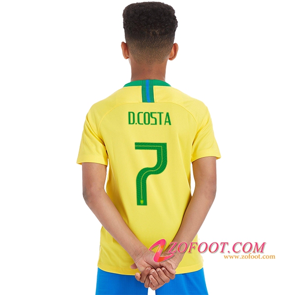 Maillot Equipe Foot de Brésil Enfant 2018/2019 (D.COSTA 7) Domicile
