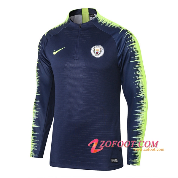 Sweatshirt Training Manchester City Bleu Fonce/Vert 2018/2019