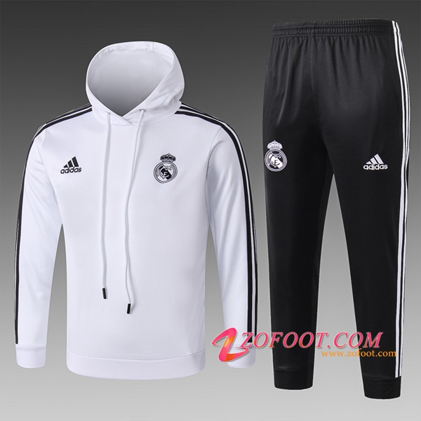 Veste à capuche pour ados Blanc Real Madrid FC Sweat shirt 