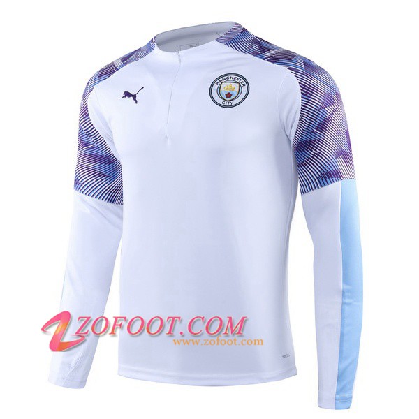 Sweatshirt Training Manchester City Blanc Pourpre 2019/2020