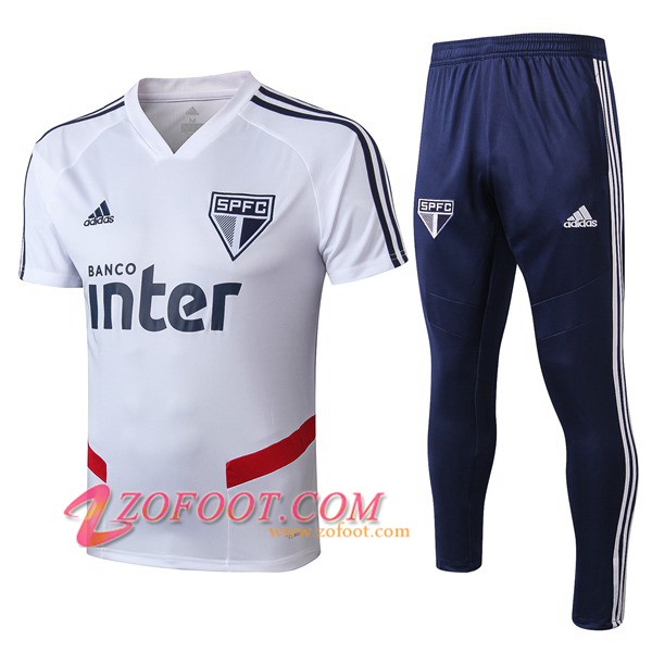 Ensemble Training T-Shirts Sao Paulo FC + Pantalon Blanc 2019/2020