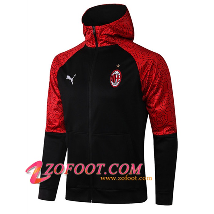 Veste A Capuche Milan AC Noir/Rouge 2020/2021