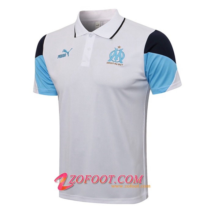 Polo Foot Marseille OM Blanc/Bleu 2021/2022