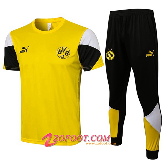 Ensemble Training T-Shirts Dortmund BVB + Pantalon Jaune、Noir 2021/2022