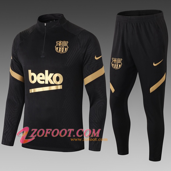 Nouveau Survetement de Foot FC Barcelone Enfant Noir 2020/2021