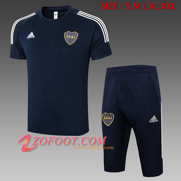 Ensemble Training T-Shirts Boca Juniors + Pantalon 3/4 Bleu Royal 2020/2021