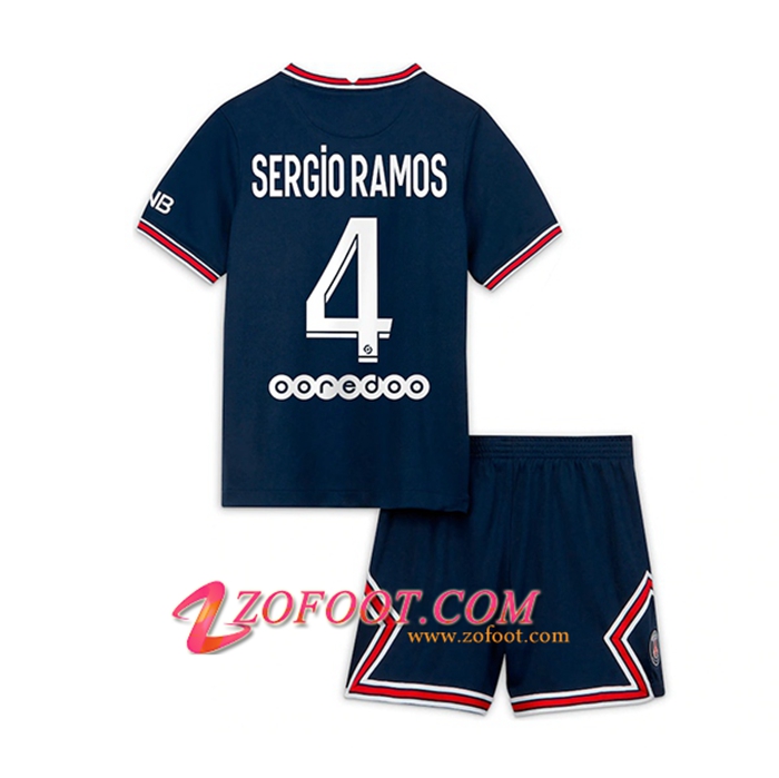 Maillot de Foot Jordan PSG (Sergio Ramos 4) Enfant Domicile 2021/2022