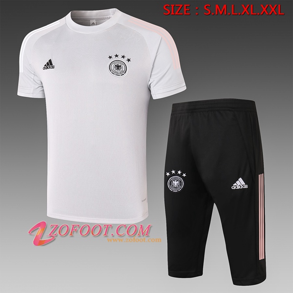Ensemble Training T-Shirts Allemagne + Pantalon 3/4 Blanc 2020/2021
