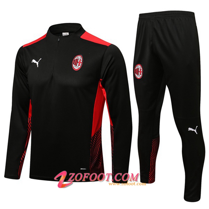 Ensemble Survetement de Foot AC Milan Enfant Noir/Rouge 2021/2022