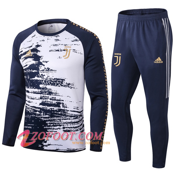 Nouveau Survetement de Foot Juventus Enfant Bleu/Blanc 2020/2021