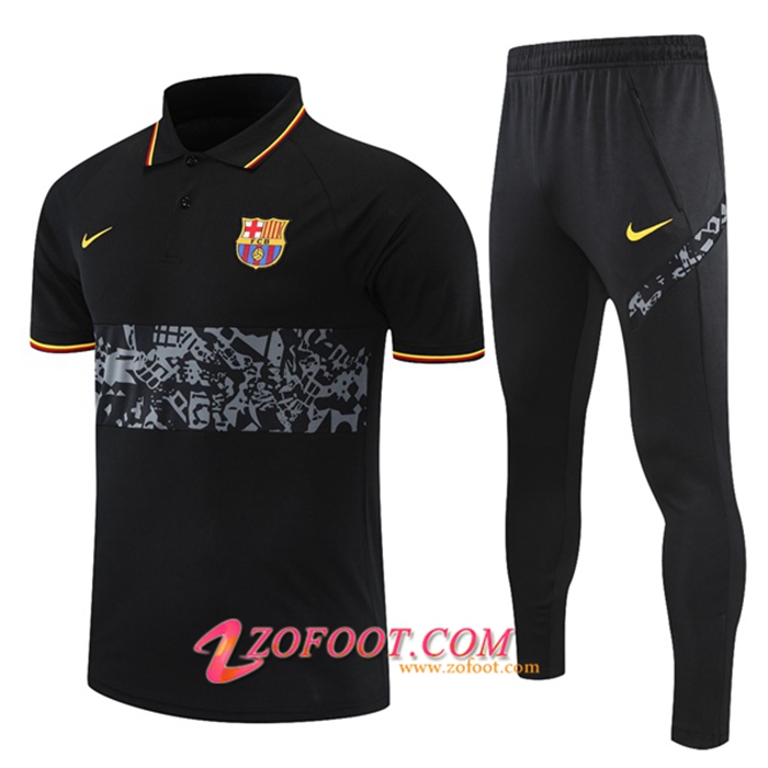 Ensemble Polo FC Barcelone + Pantalon Noir/Gris 2021/2022