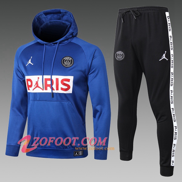 Veste A Capuche Survetement Foot PSG Jordan Enfant Bleu 2020/2021