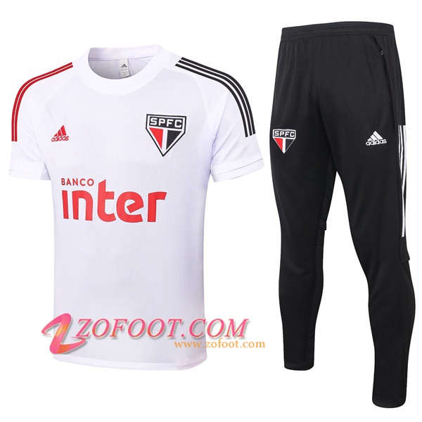 Ensemble Training T-Shirts Sao Paulo FC + Pantalon Blanc 2020/2021