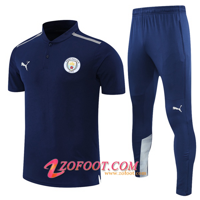 Ensemble Polo Manchester City + Pantalon Gris/Bleu Marin 2021/2022
