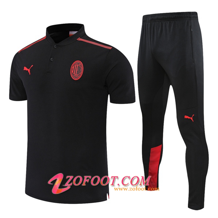 Ensemble Polo Milan AC + Pantalon Noir/Rouge 2021/2022 -01