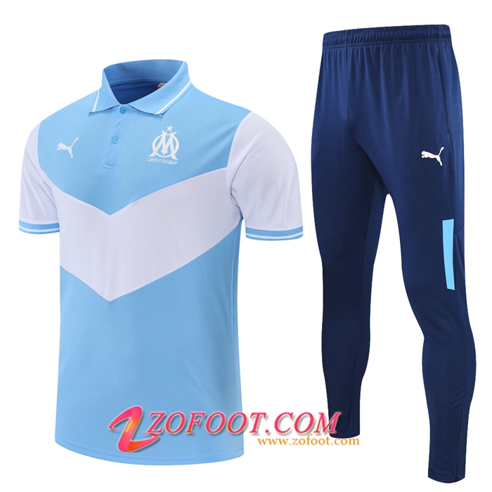 Ensemble Polo Marseille OM + Pantalon Blanc/Bleu 2021/2022