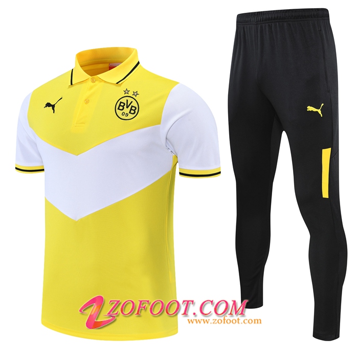 Ensemble Polo Dortmund BVB + Pantalon Blanc/Jaune 2021/2022