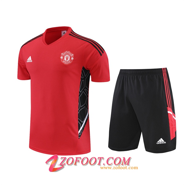 Ensemble Training T-Shirts +Shorts Manchester United Rouge 2022/2023