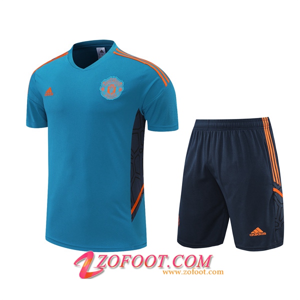 Ensemble Training T-Shirts +Shorts Manchester United Bleu 2022/2023