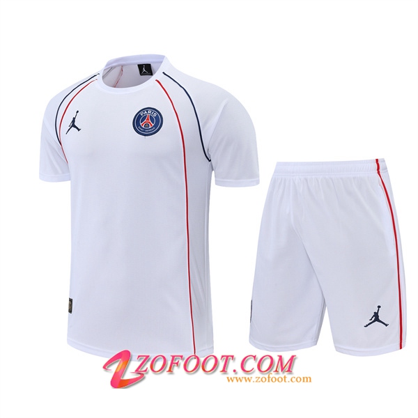 Ensemble Training T-Shirts +Shorts Jordan PSG Blanc 2022/2023
