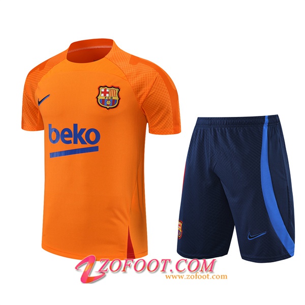 Ensemble Training T-Shirts +Shorts FC Barcelone Orange 2022/2023