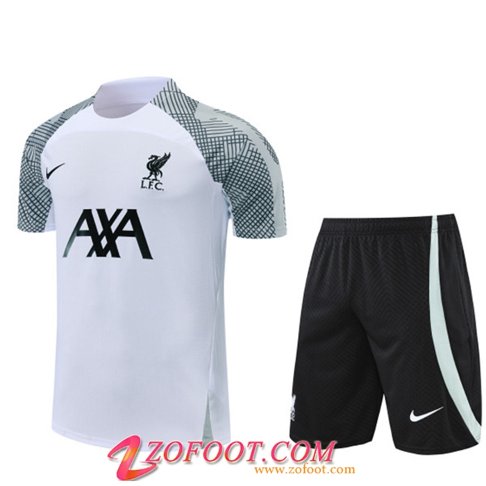 Ensemble Training T-Shirts + Shorts FC Liverpool Blanc 2022/2023