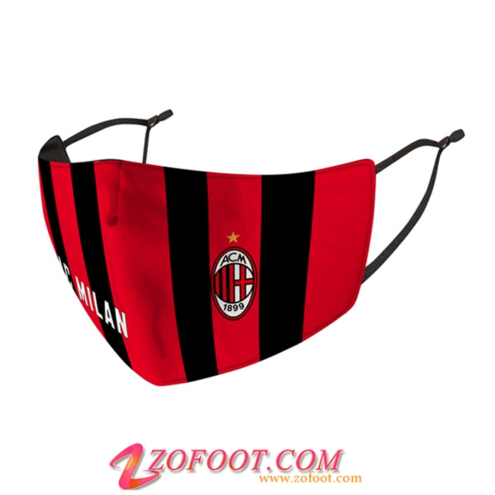 Nouveau Masques Foot Milan AC Rouge/Noir Reutilisable