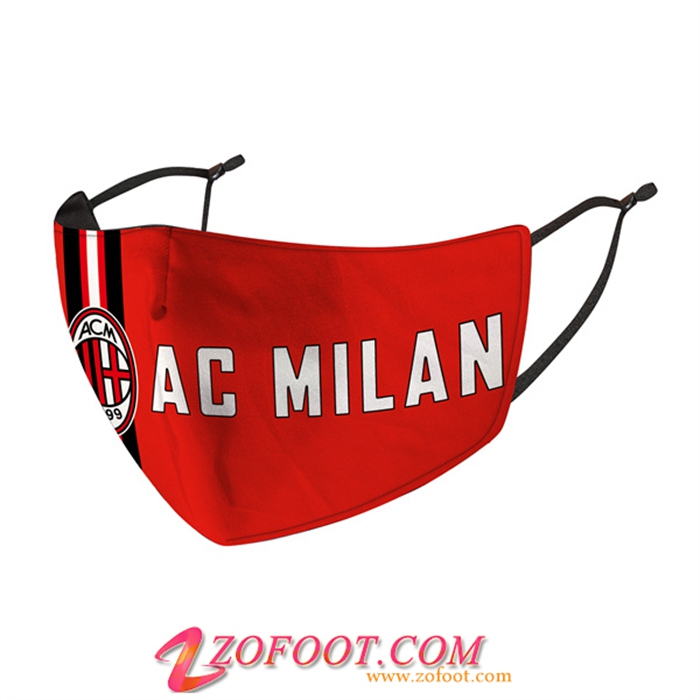 Nouveau Masques Foot Milan AC Rouge Reutilisable
