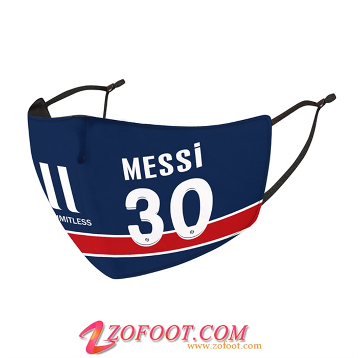 Nouveau Masques Foot PSG Messi 30 Bleu Reutilisable