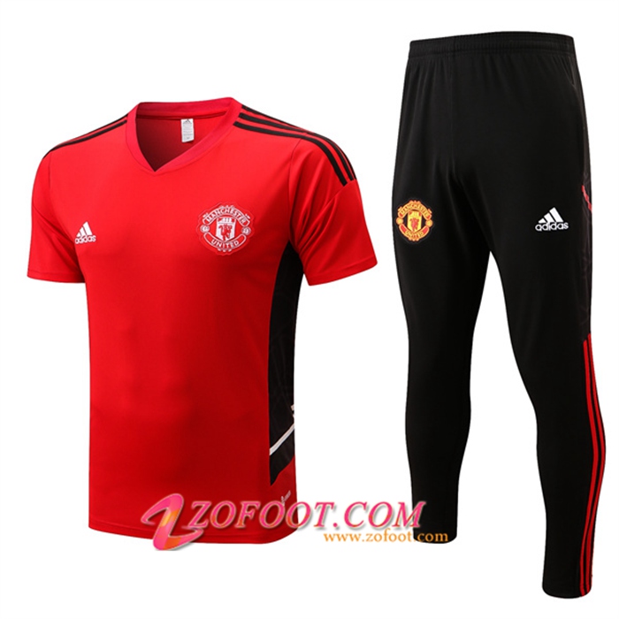 Ensemble Training T-Shirts Manchester United + Pantalon Noir 2022/2023