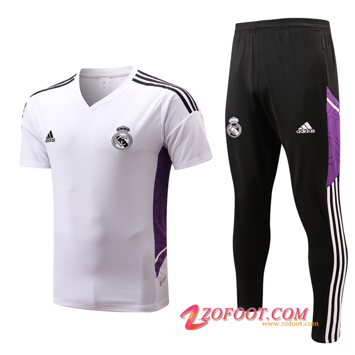 Ensemble Training T-Shirts + Pantalon Real Madrid Blanc 2022/2023