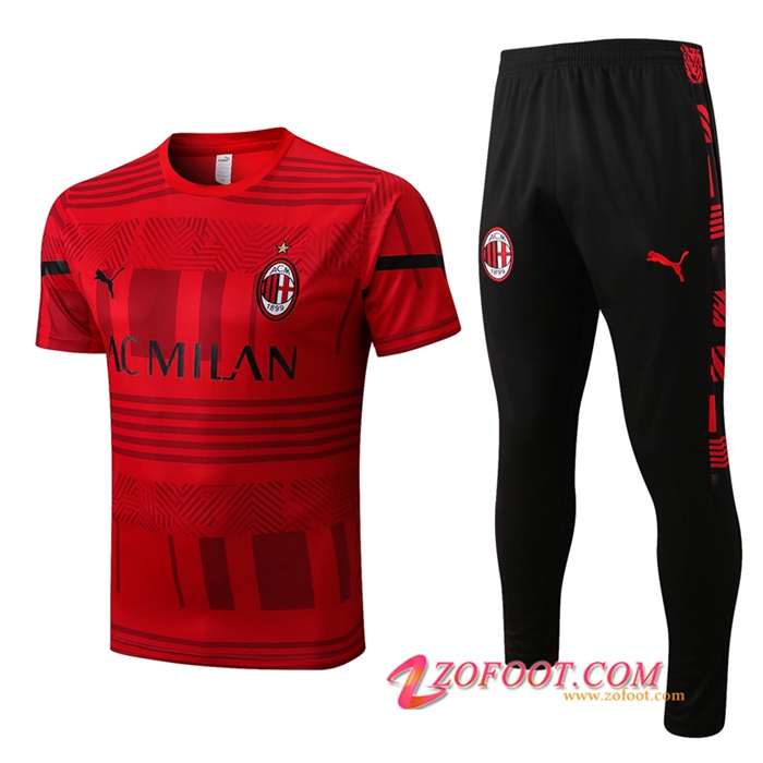 Ensemble Training T-Shirts + Pantalon Milan AC Rouge 2022/2023