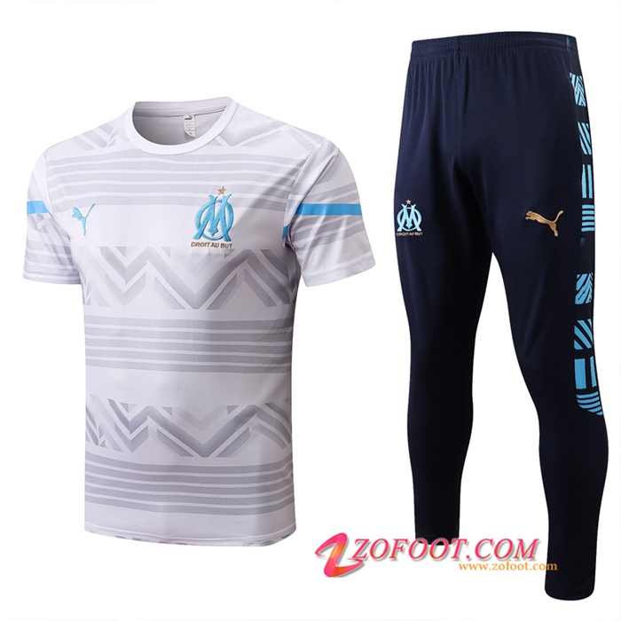 Ensemble Training T-Shirts + Pantalon Marseille OM Blanc 2022/2023