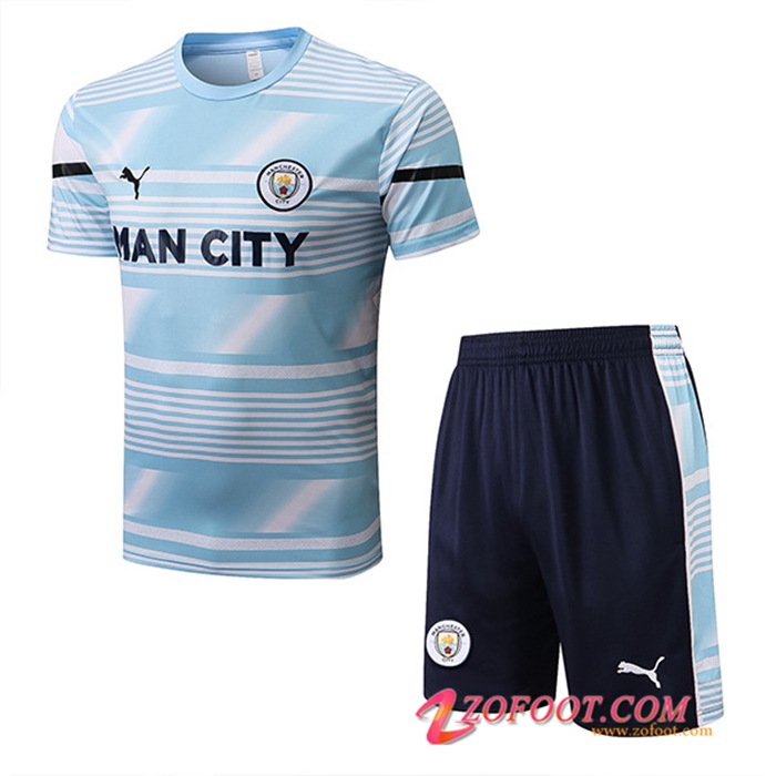 Ensemble Training T-Shirts + Shorts Manchester City Bleu 2022/2023