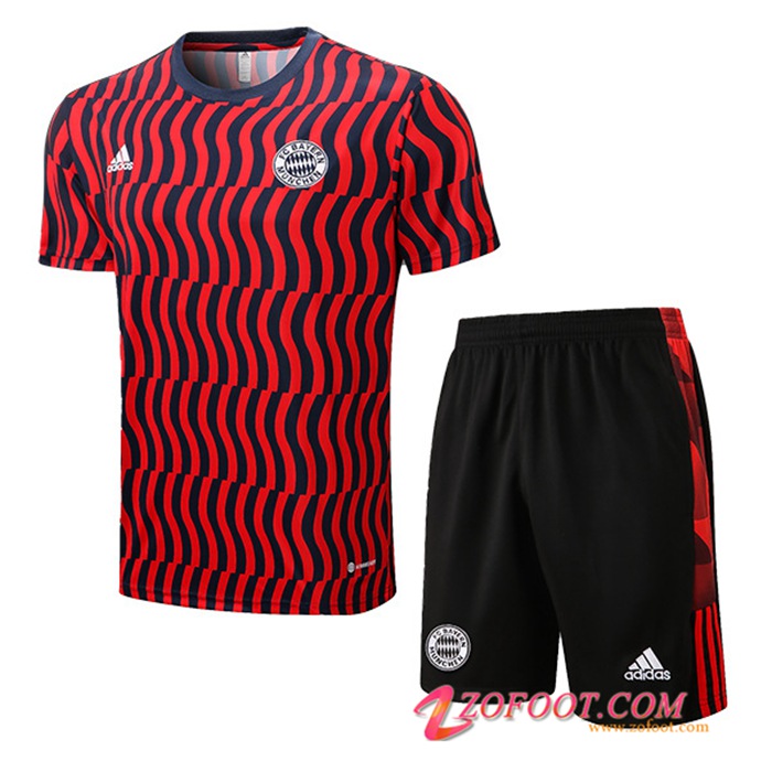 Ensemble Training T-Shirts + Shorts Bayern Munich Noir/Rouge 2022/2023