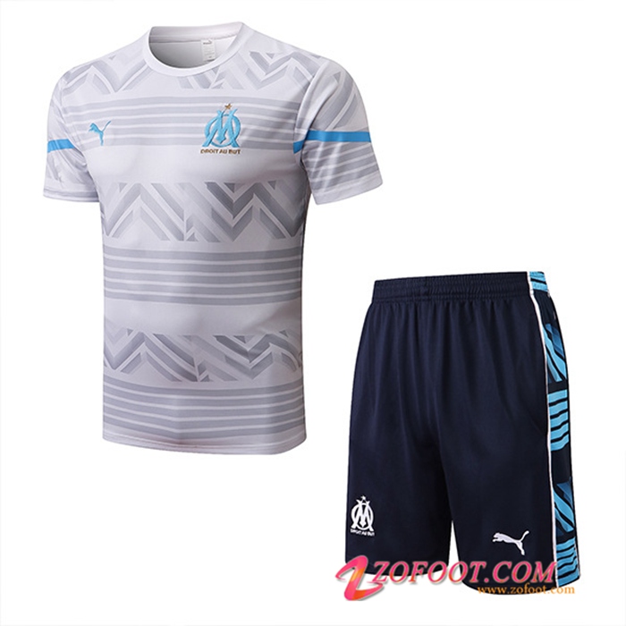 Ensemble Training T-Shirts + Shorts Marseille Blanc 2022/2023