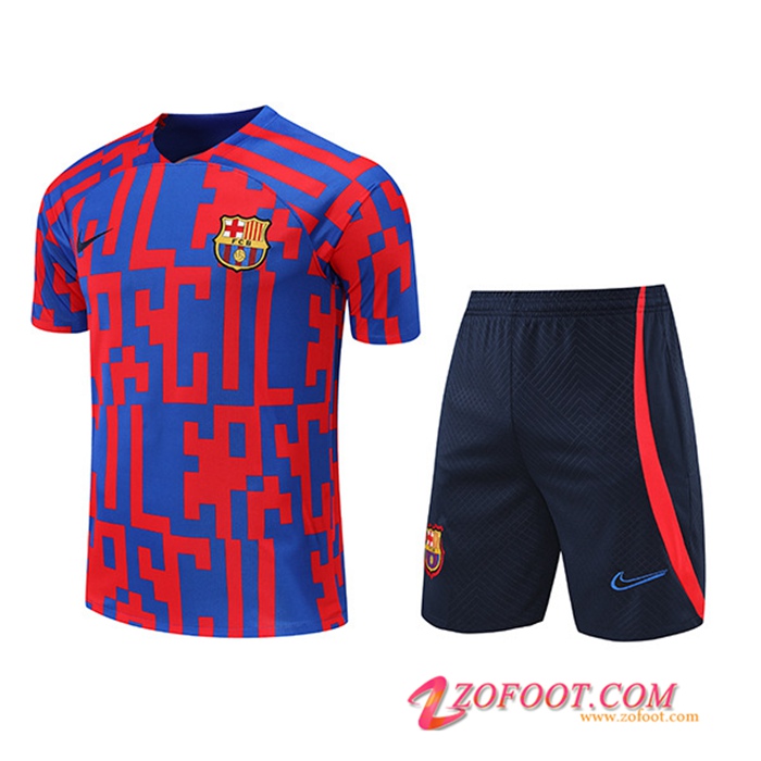 Ensemble Training T-Shirts + Shorts FC Barcelone Rouge/Bleu 2022/2023