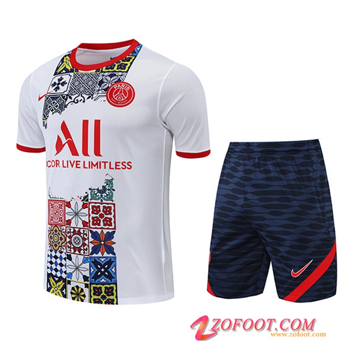 Ensemble Training T-Shirts + Shorts PSG Rouge/Blanc 2022/2023
