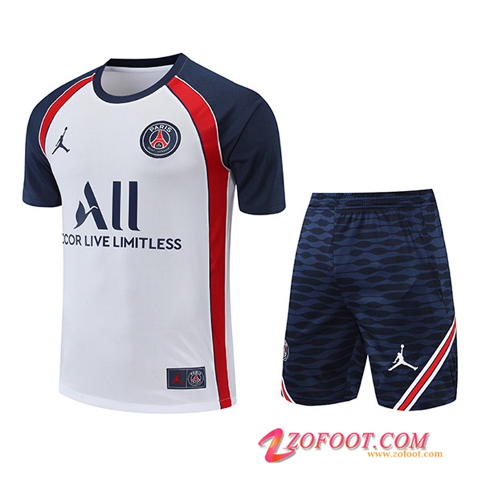 Ensemble Training T-Shirts + Shorts PSG Blanc/Rouge 2022/2023