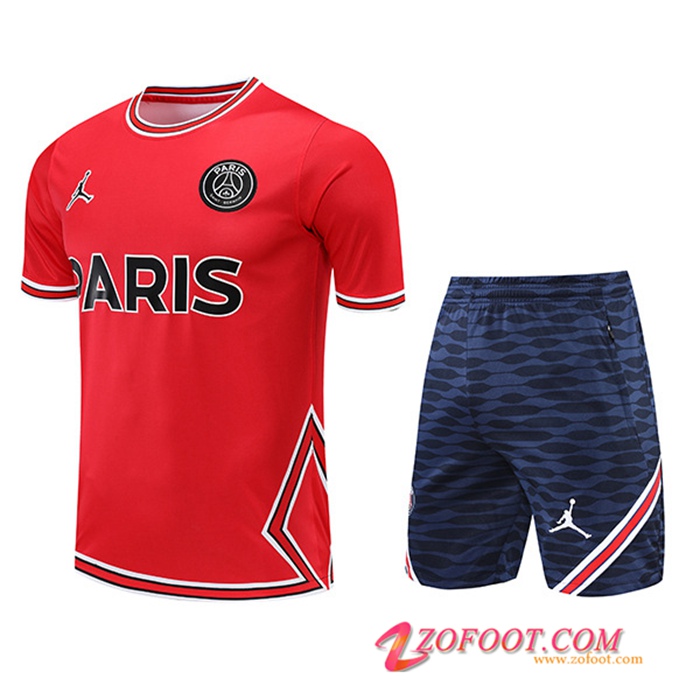 Ensemble Training T-Shirts + Shorts Jordan PSG Rouge 2022/2023