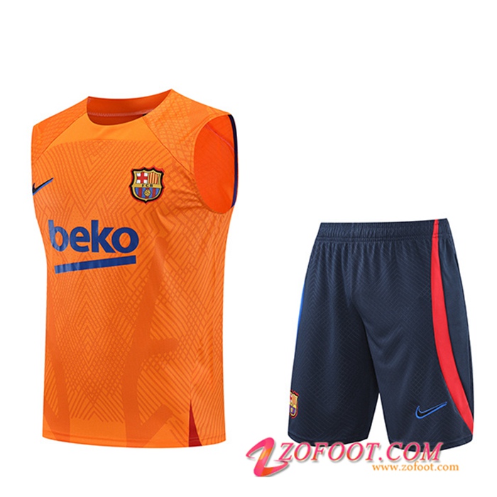 Ensemble Training Debardeur + Shorts FC Barcelone Orange 2022/2023