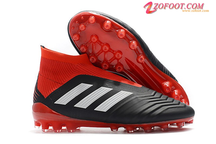 Adidas Chaussures de Foot Predator 18+AG Noir/Rouge