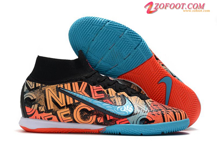 Nike Chaussures de Foot Mercurial Superfly 7 Elite MDS IC Orange/Bleu