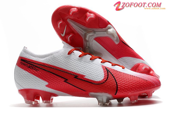 Nike Chaussures de Foot Mercurial Vapor 13 Elite FG Blanc/Rouge