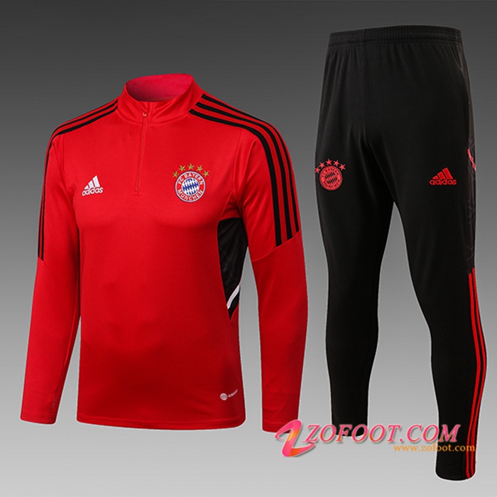 Ensemble Survetement de Foot Bayern Munich Enfant Rouge 2022/2023